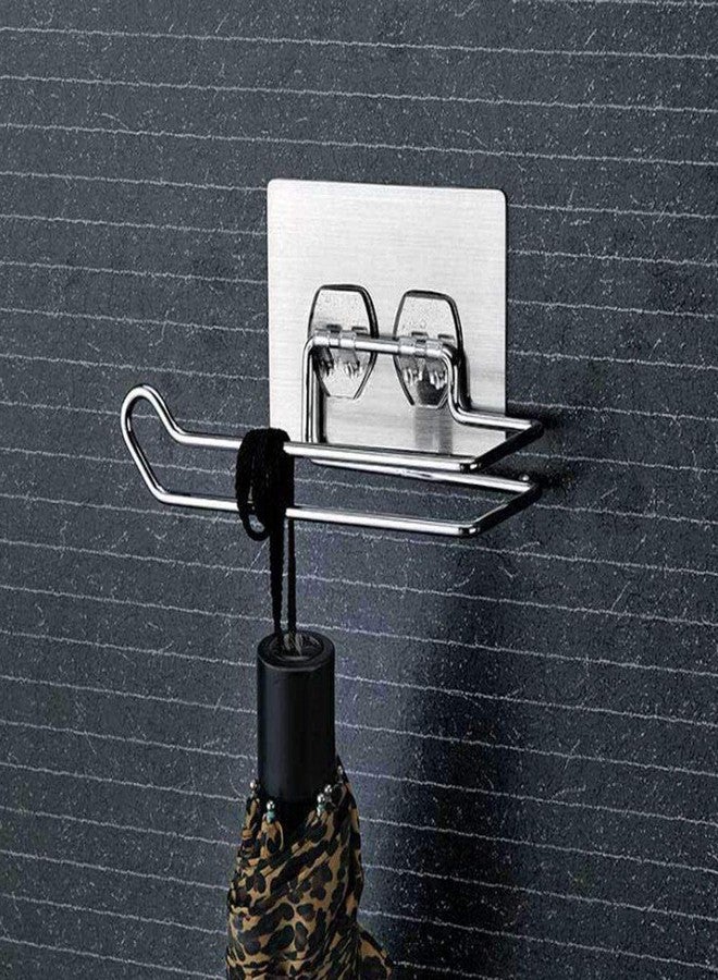 VIHAX Stainless Steel No Drill Self Adhesive Toilet Paper Holder Tissue Paper Roll Holder Bathroom Rack for Kitchen Towel Holder - Image 4